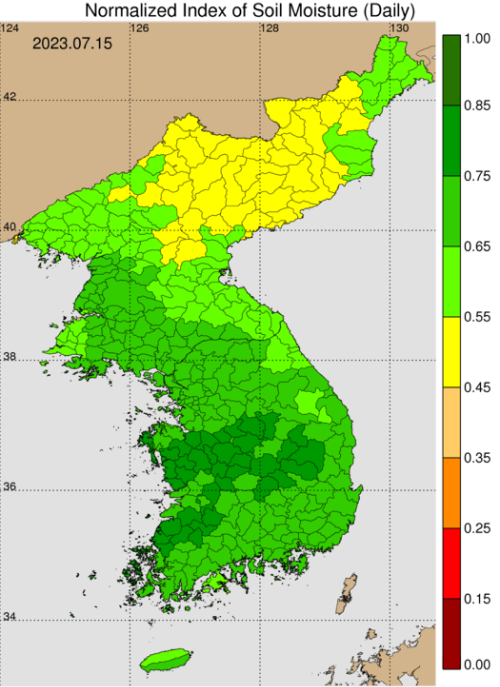 Normalized Index 기후최소값 지도 이미지