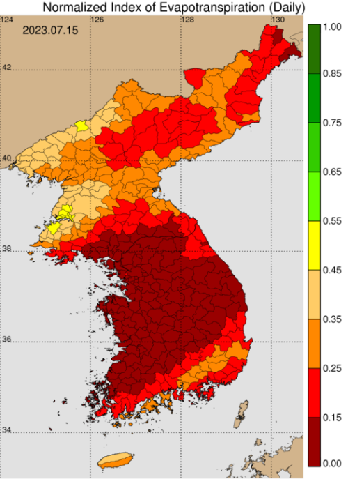 Normalized Index 기후최대값 지도 이미지