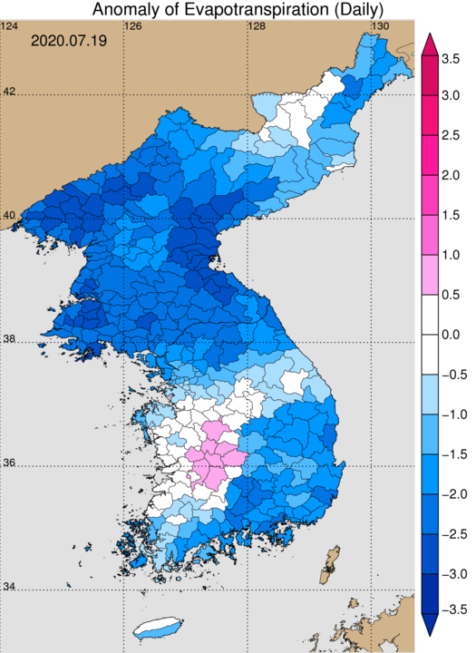 잠재증발산량 지도 이미지