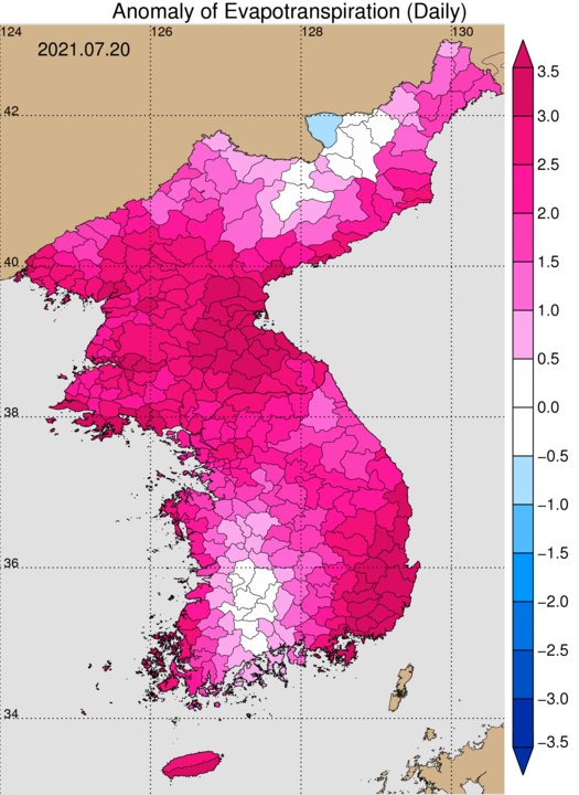 잠재증발산량 지도 이미지