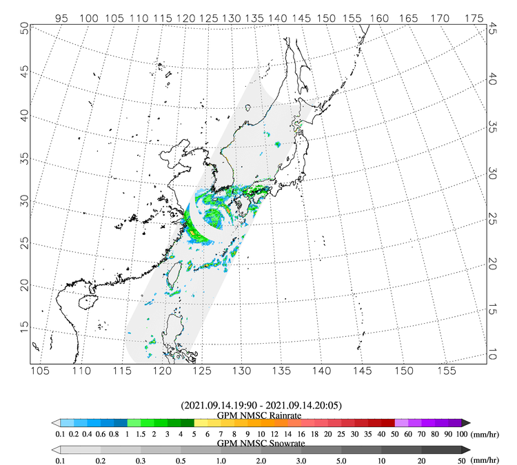 GPM 태풍 반경 강우 분포도